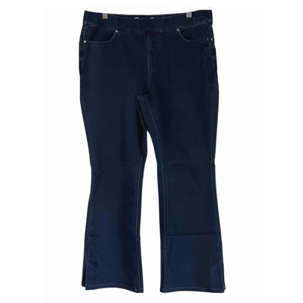 Izaac Mizrahi Live Blue Pull On Light Distressed Flare Jeans Size 10